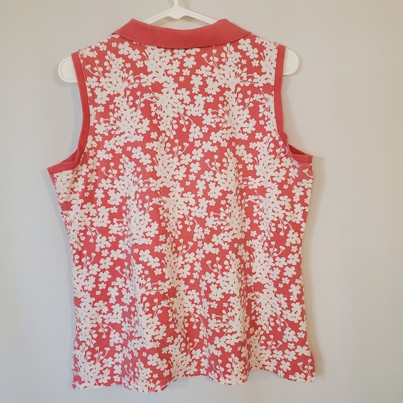 Eddie Bauer Sleeveless Polo Pink White Floral Top - Picture 5 of 7
